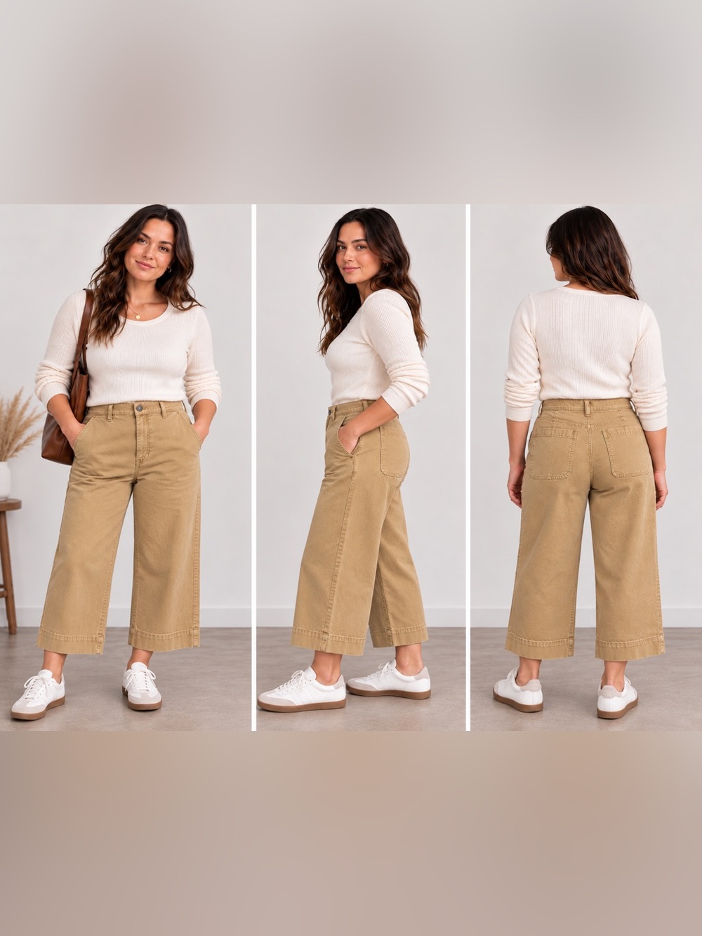 Madewell Size 29 Khaki Cropped Wide Leg Chino Pants High Rise Stretch